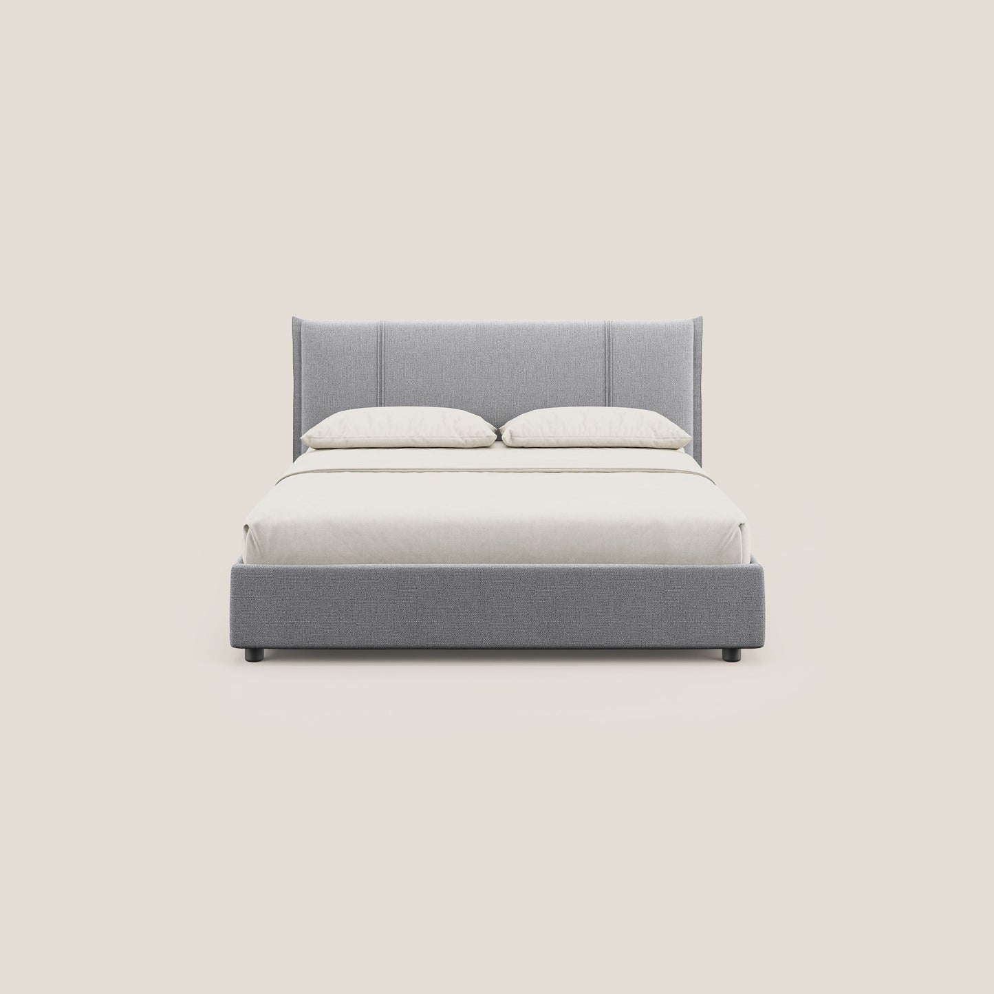 Alicia letto imbottito con vano contenitore in tessuto impermeabile T14 grigio chiaro 