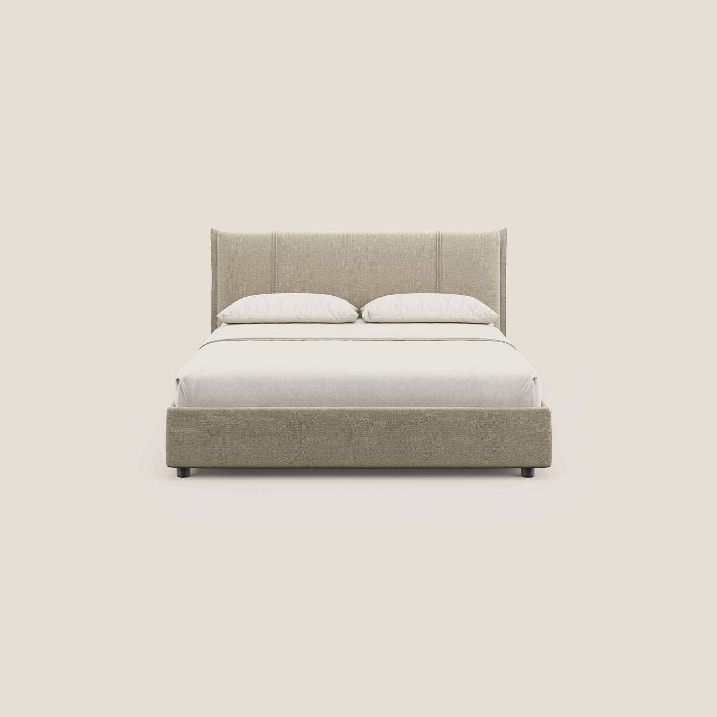 Alicia letto imbottito con vano contenitore in tessuto impermeabile T14 beige 