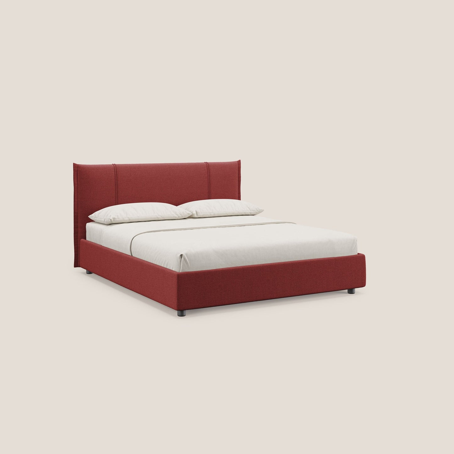 Alicia letto imbottito con vano contenitore in tessuto impermeabile T14 rosso 