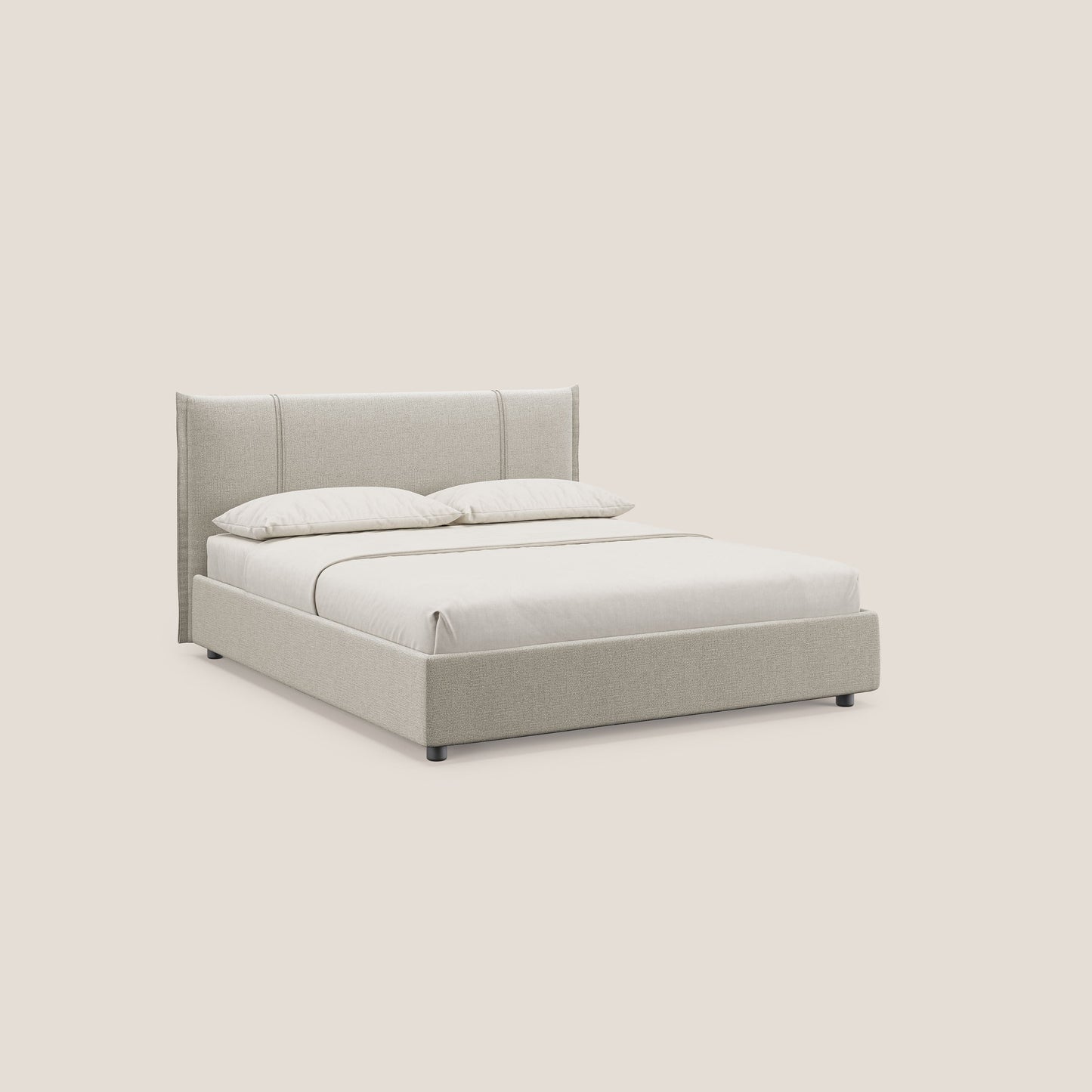 Alicia letto imbottito con vano contenitore in tessuto impermeabile T14 tortora 