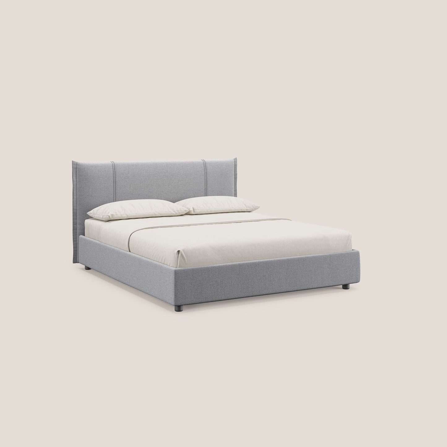 Alicia letto imbottito con vano contenitore in tessuto impermeabile T14 grigio chiaro 