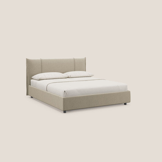 Alicia letto imbottito con vano contenitore in tessuto impermeabile T14 beige 