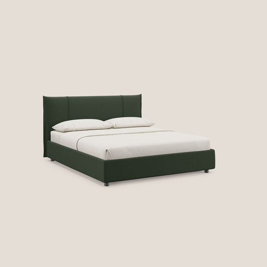 Alicia letto imbottito con vano contenitore in tessuto impermeabile T14 verde 