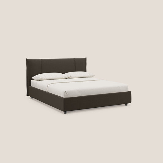 Alicia letto imbottito con vano contenitore in tessuto impermeabile T14 marrone 