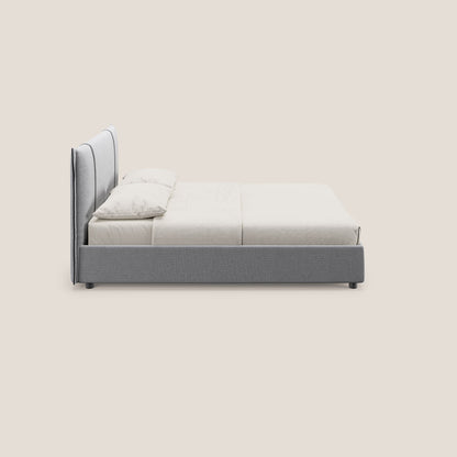 Alicia letto imbottito con vano contenitore in tessuto impermeabile T14 grigio chiaro 