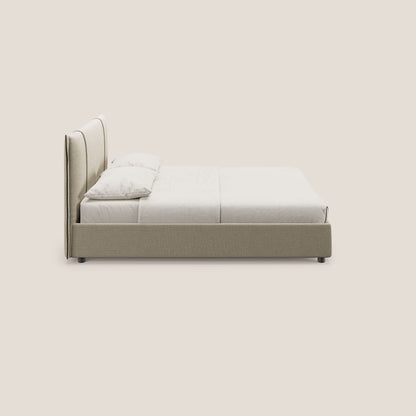 Alicia letto imbottito con vano contenitore in tessuto impermeabile T14 beige 