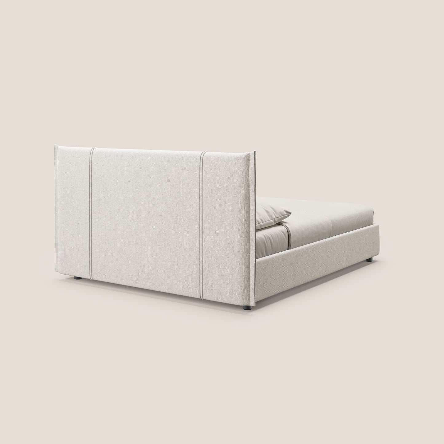 Alicia letto imbottito con vano contenitore per materasso 160x200 cm in tessuto impermeabile T14 panna 