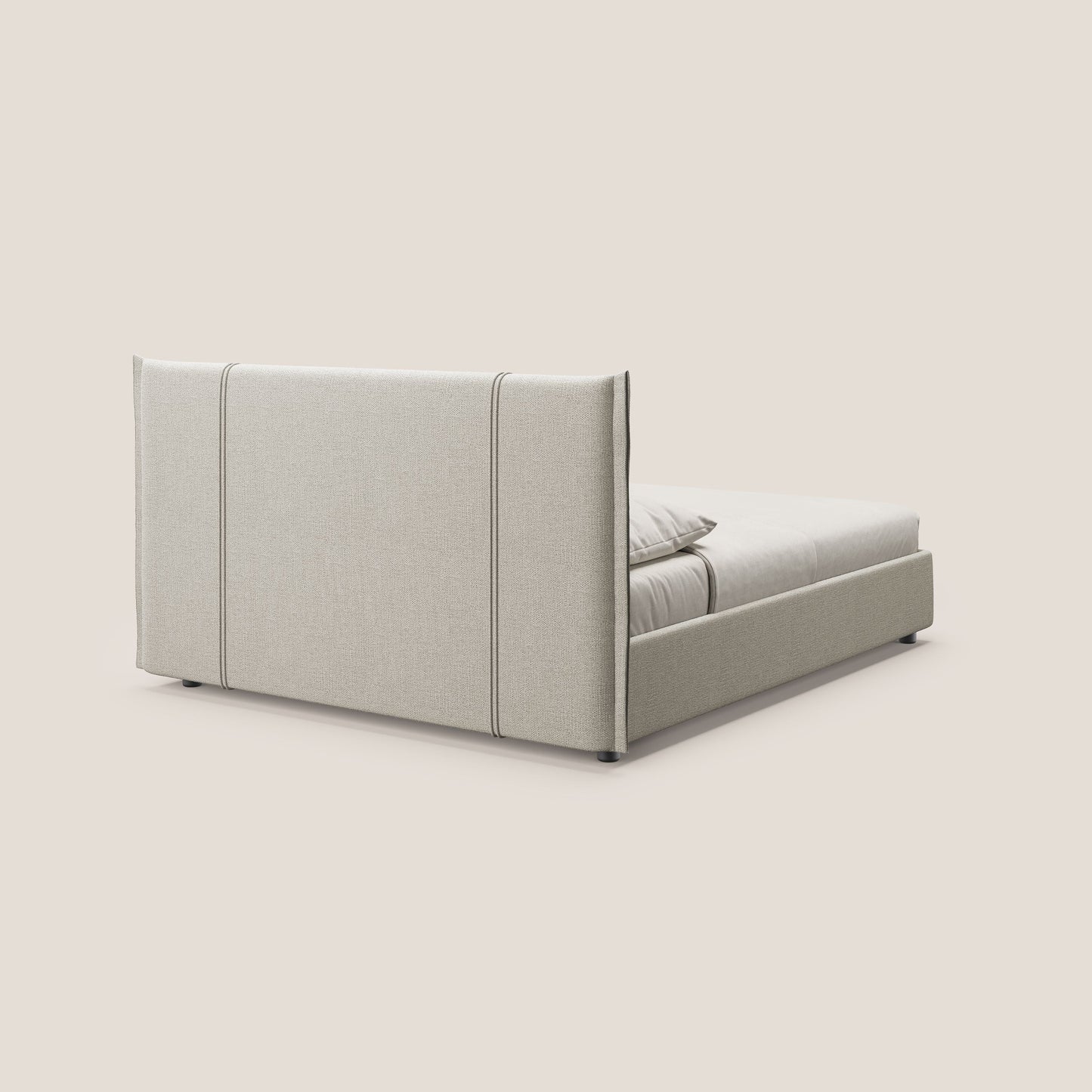 Alicia letto imbottito con vano contenitore in tessuto impermeabile T14 tortora 