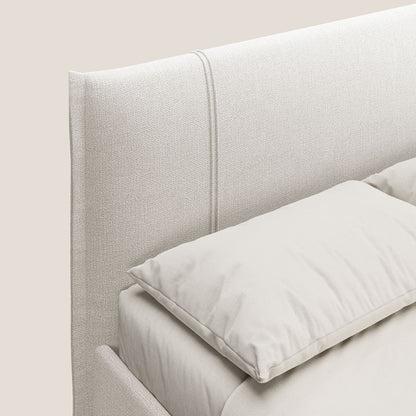 Alicia letto imbottito con vano contenitore in tessuto impermeabile T14 panna 
