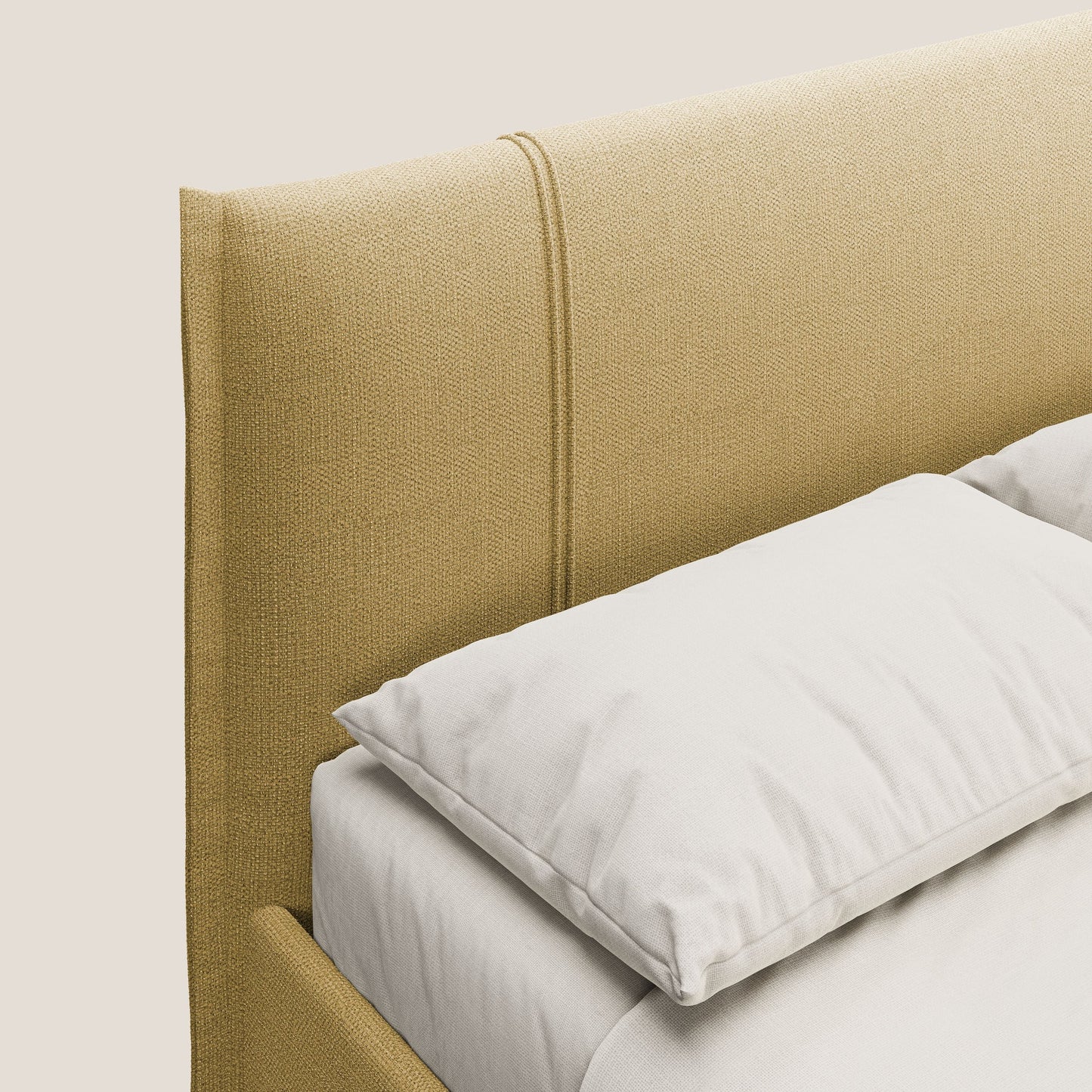 Alicia letto imbottito con vano contenitore in tessuto impermeabile T14 giallo 