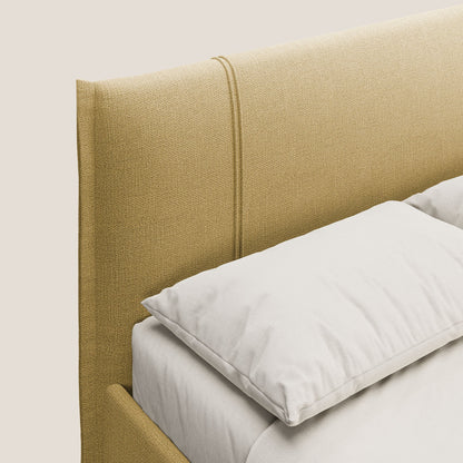 Alicia letto imbottito con vano contenitore in tessuto impermeabile T14 giallo 