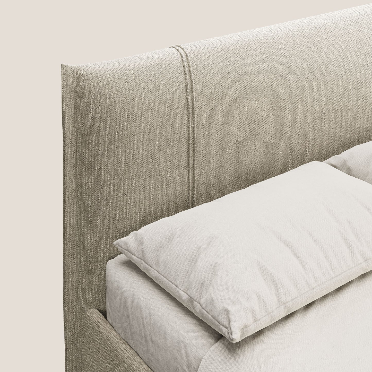 Alicia letto imbottito con vano contenitore in tessuto impermeabile T14 beige 