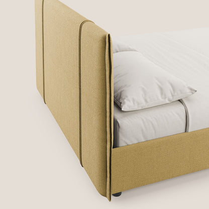 Alicia letto imbottito con vano contenitore in tessuto impermeabile T14 giallo 