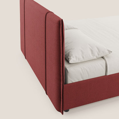 Alicia letto imbottito con vano contenitore in tessuto impermeabile T14 rosso 