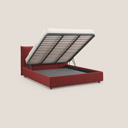 Alicia letto imbottito con vano contenitore in tessuto impermeabile T14 rosso 