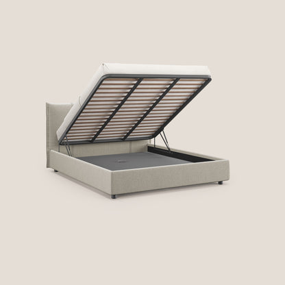 Alicia letto imbottito con vano contenitore in tessuto impermeabile T14 tortora 