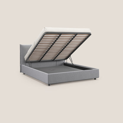 Alicia letto imbottito con vano contenitore in tessuto impermeabile T14 grigio chiaro 