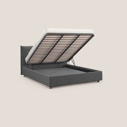 Alicia letto imbottito con vano contenitore in tessuto impermeabile T14 grigio 