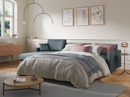 Andromeda divano letto angolare in velluto morbido impermeabile T01 grigio chiaro