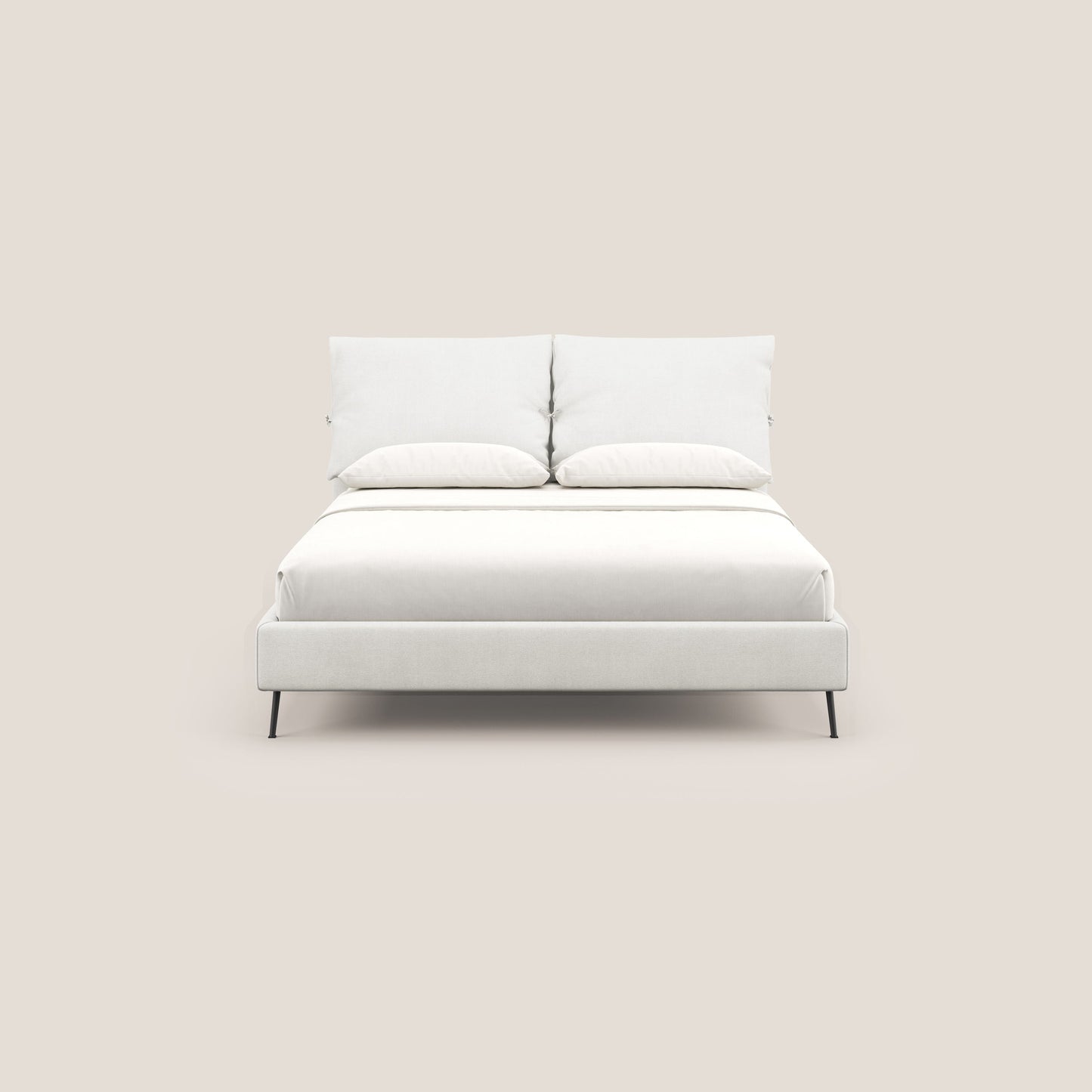 Artemisia letto imbottito con piedini alti sfoderabile in tessuto smacchiabile T17 bianco 