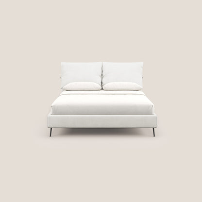 Artemisia letto imbottito con piedini alti sfoderabile in tessuto smacchiabile T17 bianco 