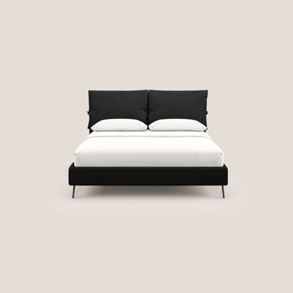 Artemisia letto imbottito con piedini alti sfoderabile in tessuto smacchiabile T17 nero 