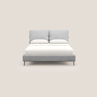 Artemisia letto imbottito con piedini alti sfoderabile in tessuto smacchiabile T17 grigio 