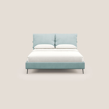 Artemisia letto imbottito con piedini alti sfoderabile in tessuto smacchiabile T17 verde acqua 