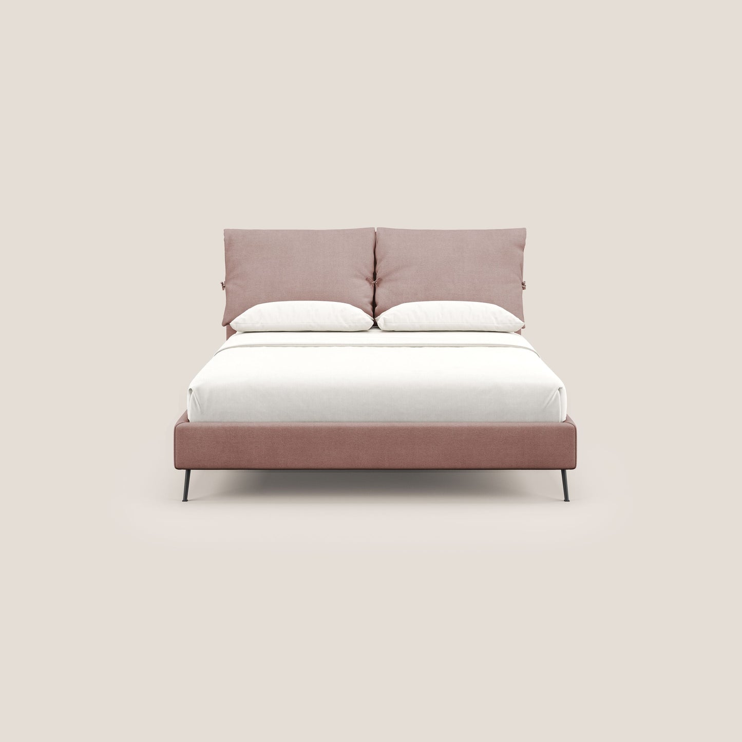 Artemisia letto imbottito con piedini alti sfoderabile in tessuto smacchiabile T17 rosa 