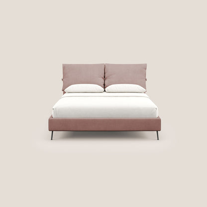Artemisia letto imbottito con piedini alti sfoderabile in tessuto smacchiabile T17 rosa 