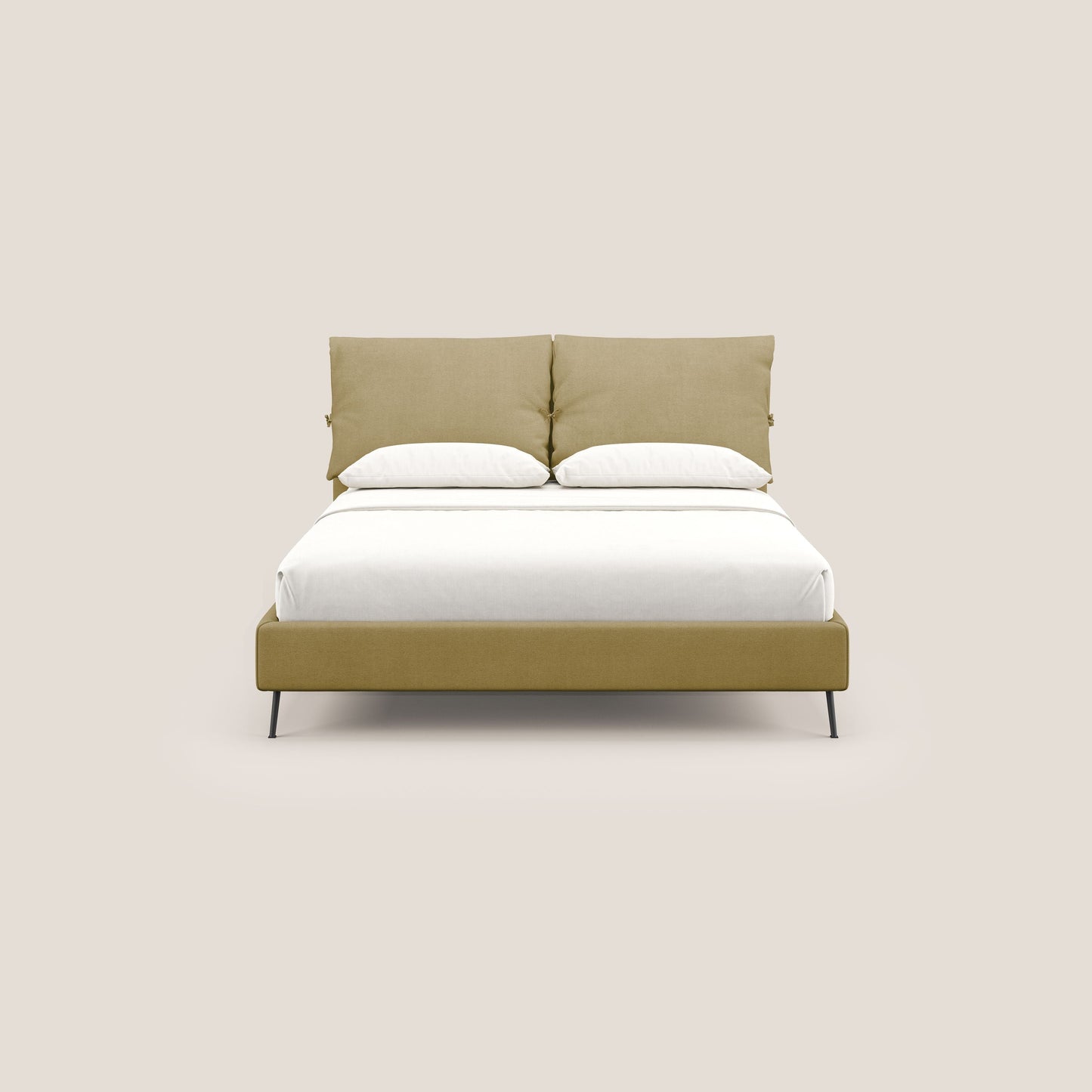 Artemisia letto imbottito con piedini alti sfoderabile in tessuto smacchiabile T17 giallo 