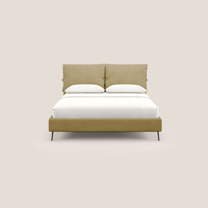 Artemisia letto imbottito con piedini alti sfoderabile in tessuto smacchiabile T17 giallo 