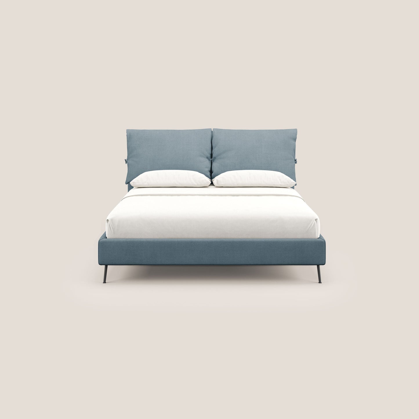 Artemisia letto imbottito con piedini alti sfoderabile in tessuto smacchiabile T17 carta da zucchero 