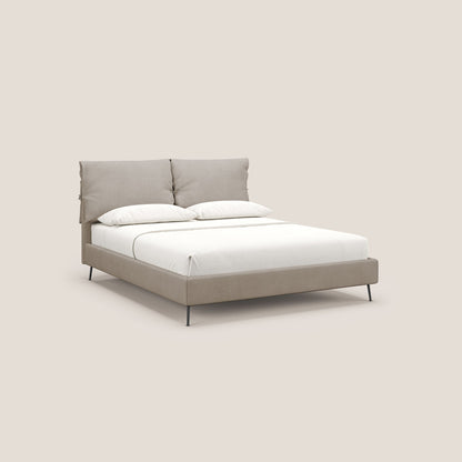 Artemisia letto imbottito con piedini alti sfoderabile in tessuto smacchiabile T17 beige 