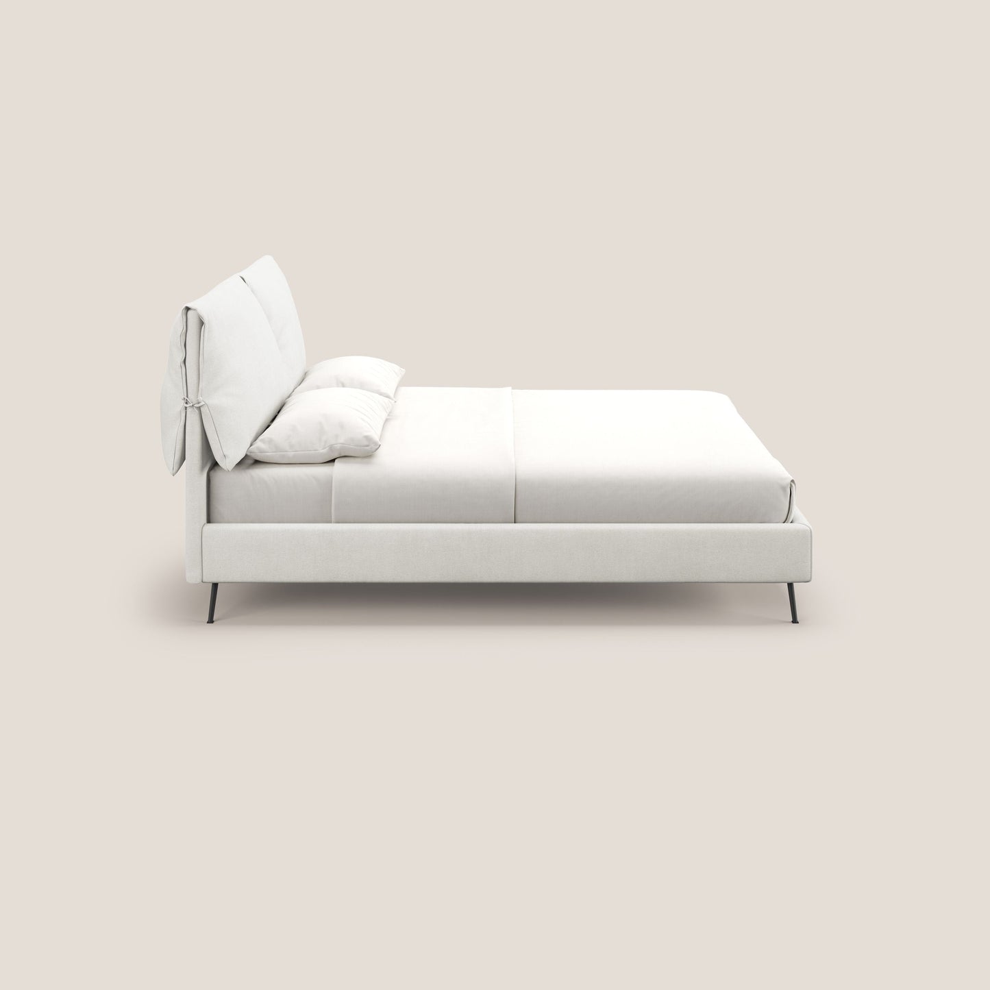 Artemisia letto imbottito con piedini alti sfoderabile in tessuto smacchiabile T17 bianco 