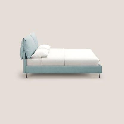 Artemisia letto imbottito con piedini alti sfoderabile in tessuto smacchiabile T17 verde acqua 