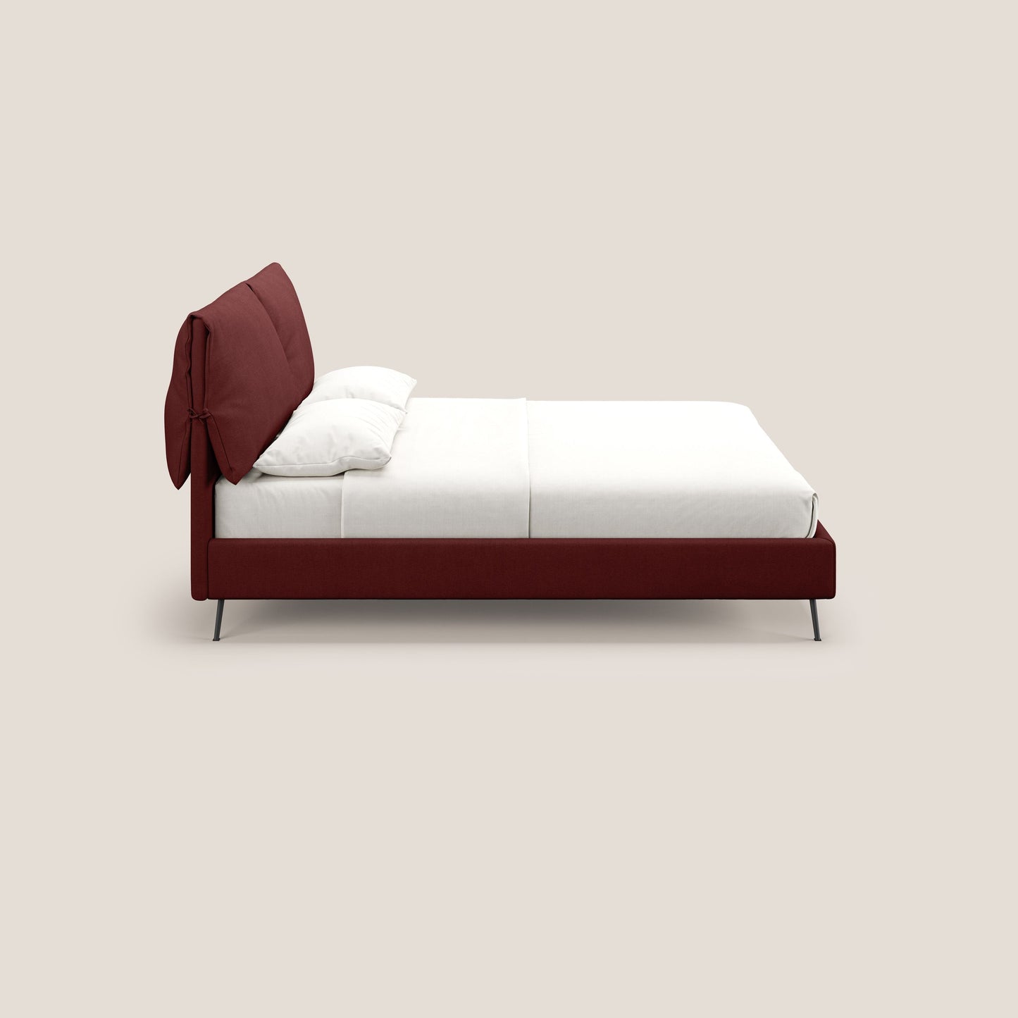 Artemisia letto imbottito con piedini alti sfoderabile in tessuto smacchiabile T17 rosso 