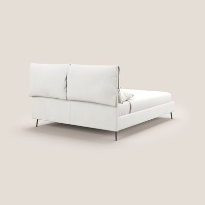 Artemisia letto imbottito con piedini alti sfoderabile in tessuto smacchiabile T17 bianco 