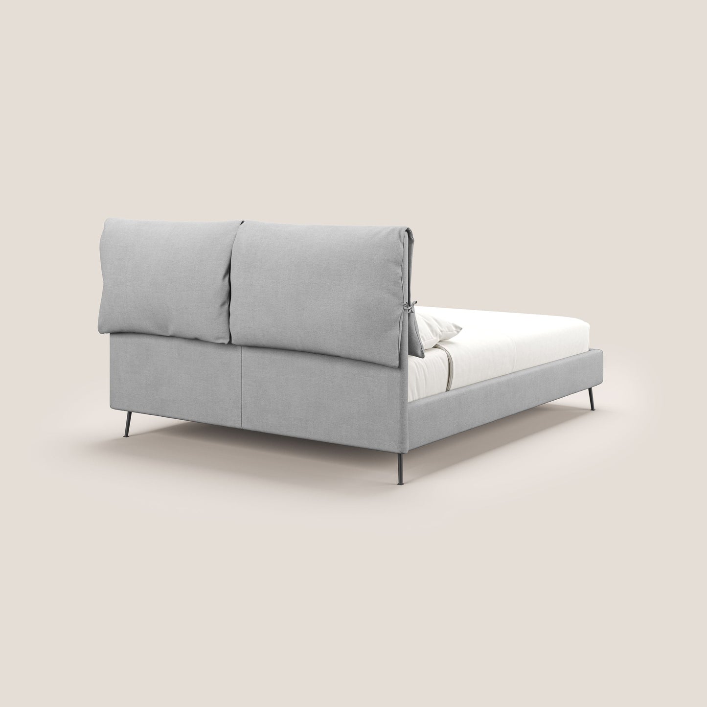 Artemisia letto imbottito con piedini alti sfoderabile in tessuto smacchiabile T17 grigio 