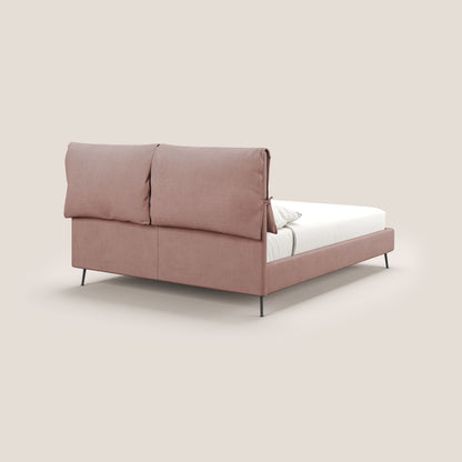 Artemisia letto imbottito con piedini alti sfoderabile in tessuto smacchiabile T17 rosa 