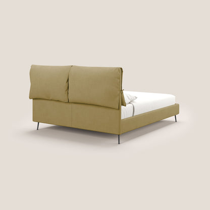 Artemisia letto imbottito con piedini alti sfoderabile in tessuto smacchiabile T17 giallo 