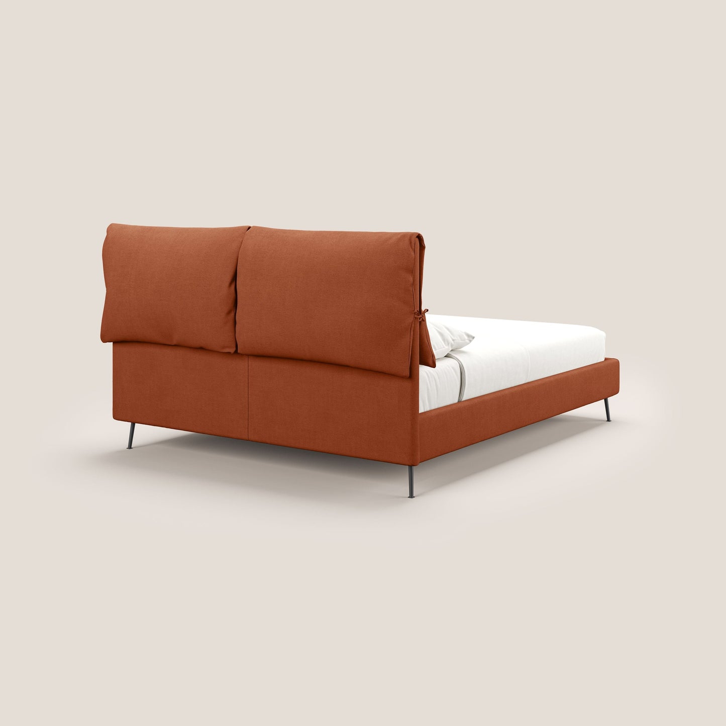 Artemisia letto imbottito con piedini alti sfoderabile in tessuto smacchiabile T17 arancio 