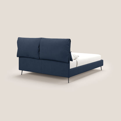 Artemisia letto imbottito con piedini alti sfoderabile in tessuto smacchiabile T17 blu 