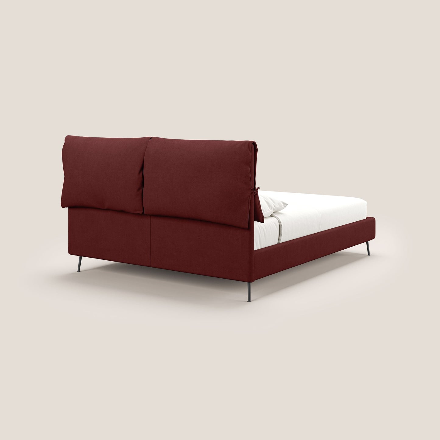 Artemisia letto imbottito con piedini alti sfoderabile in tessuto smacchiabile T17 rosso 