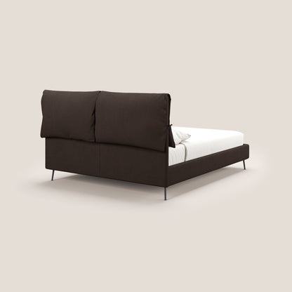 Artemisia letto imbottito con piedini alti sfoderabile in tessuto smacchiabile T17 marrone 