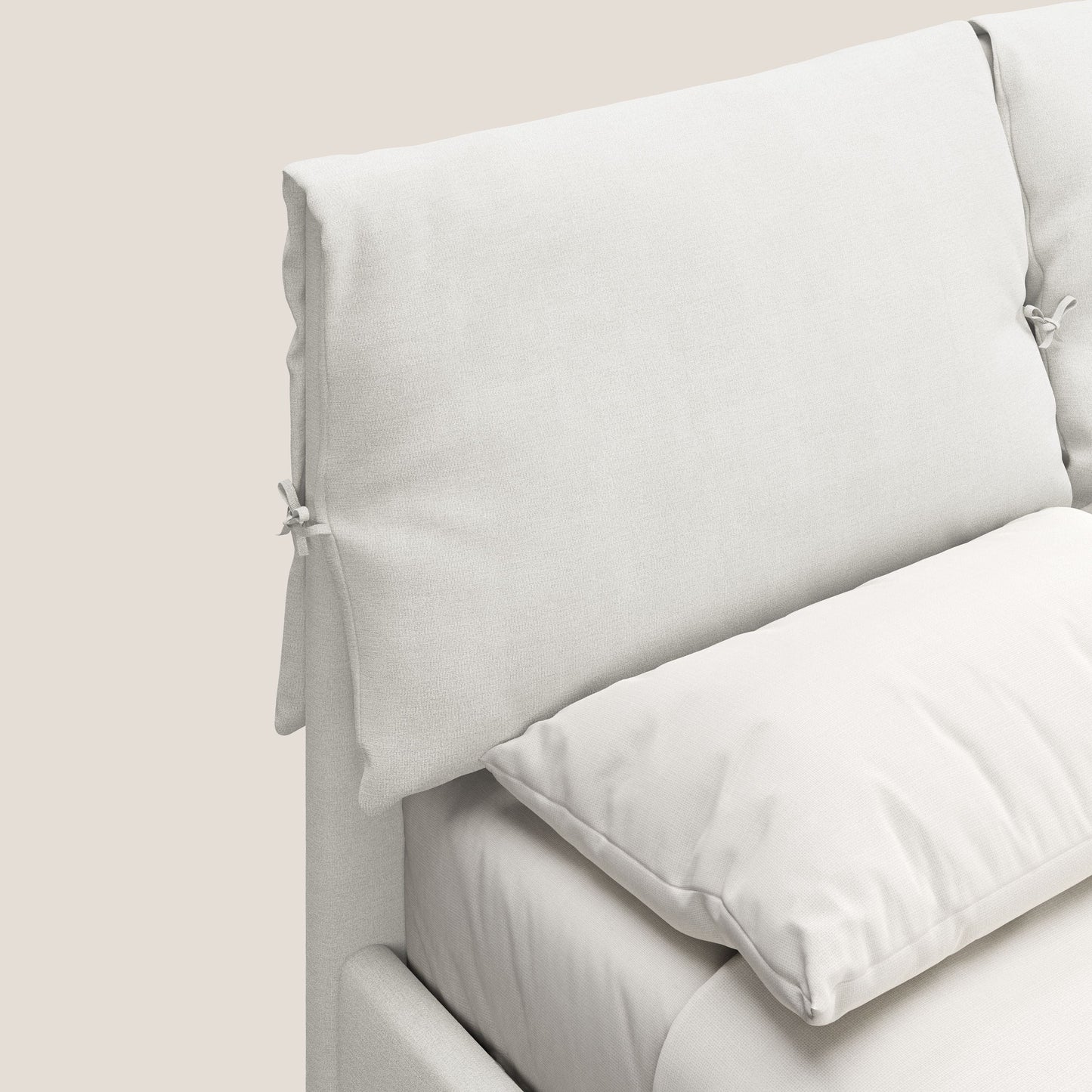 Artemisia letto imbottito con piedini alti sfoderabile in tessuto smacchiabile T17 bianco 