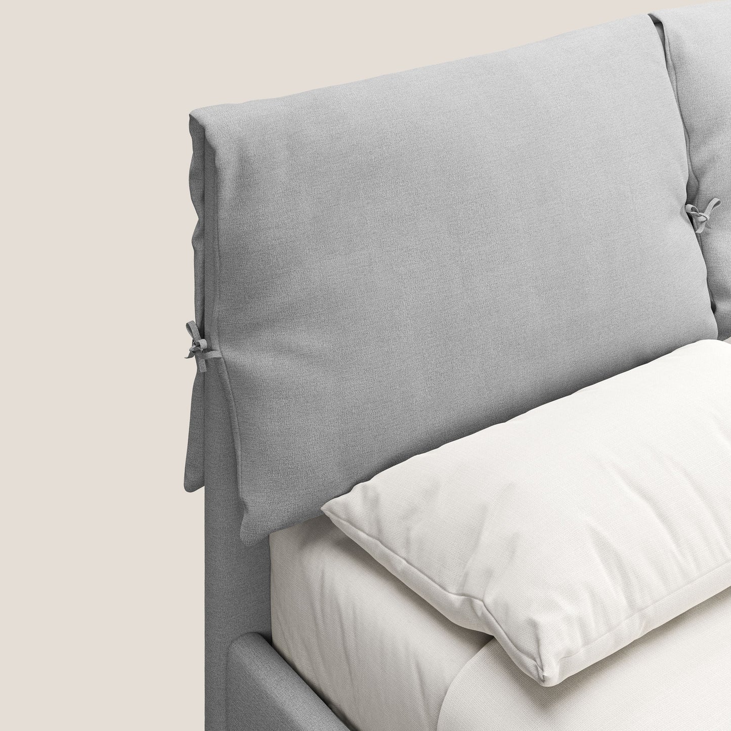 Artemisia letto imbottito con piedini alti sfoderabile in tessuto smacchiabile T17 grigio 