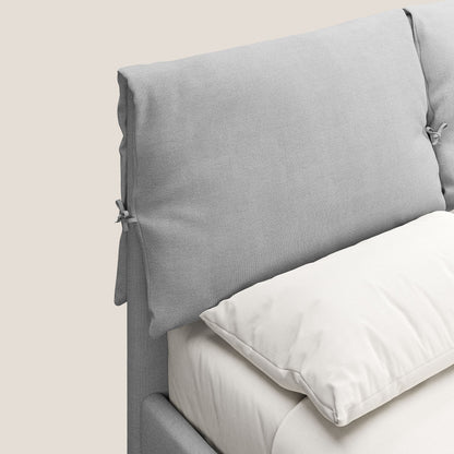 Artemisia letto imbottito con piedini alti sfoderabile in tessuto smacchiabile T17 grigio 