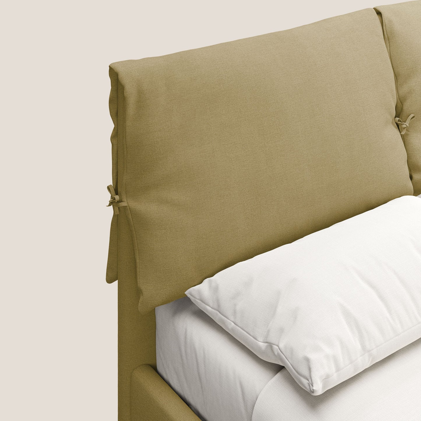 Artemisia letto imbottito con piedini alti sfoderabile in tessuto smacchiabile T17 giallo 