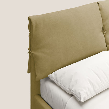 Artemisia letto imbottito con piedini alti sfoderabile in tessuto smacchiabile T17 giallo 